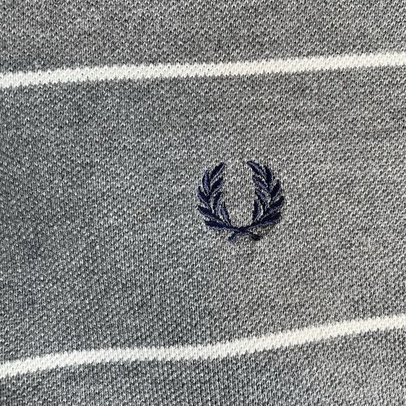 Fred Perry Polo Shirt Men's XL Gray Stripes Short Sleeve Designer Preppy Golf - Picture 3 of 6